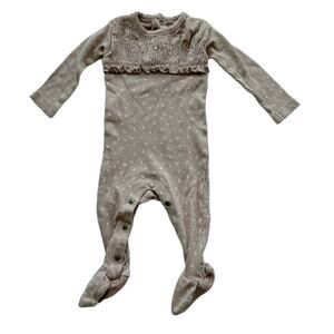 L'ovedbaby Neutral Smocked Floral Footed Sleeper